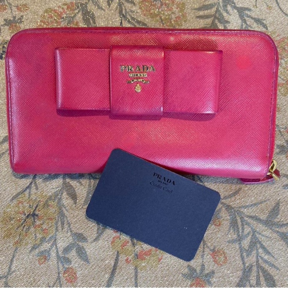 PRADA Saffiano Peonia Fiocco Bow Wallet